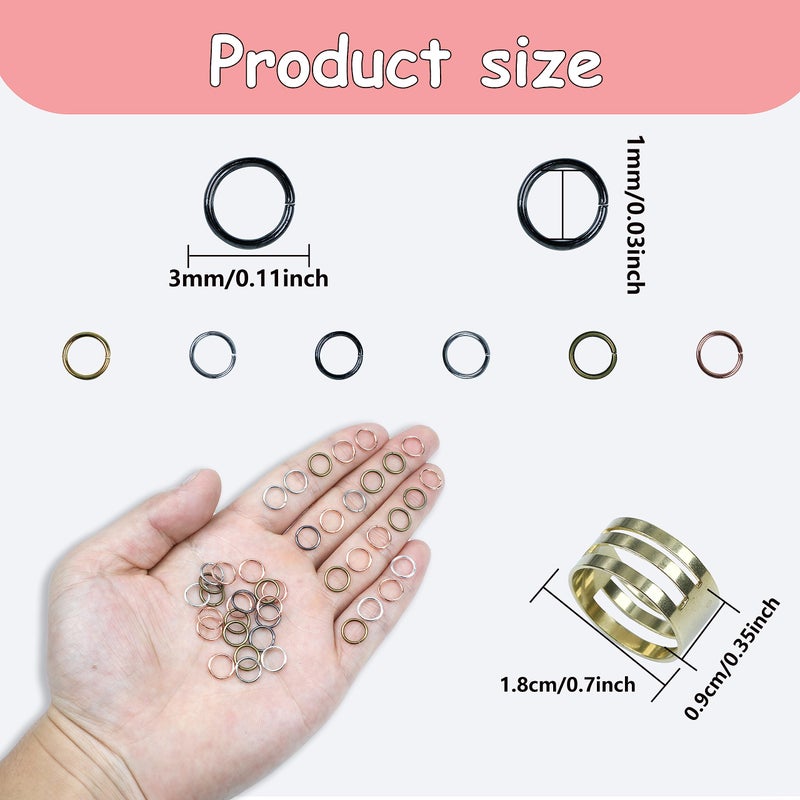 YAKA 12000Pcs 3mm1Box 6 Colors Open Jump Ring,Ring Jewelry Keychain for Jewelry Making Accessories,1Pcc Jump Ring Open/Close Tool and 1Pcs Clear Box (0.11"/3mm) - Image 2